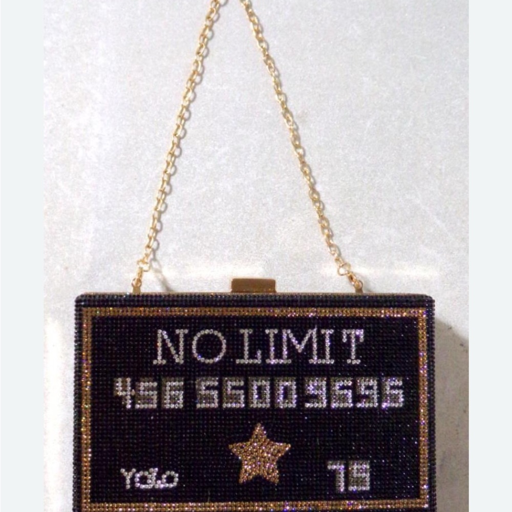 YOLO NO LIMITS PAVE RHINESTONE CLUTH